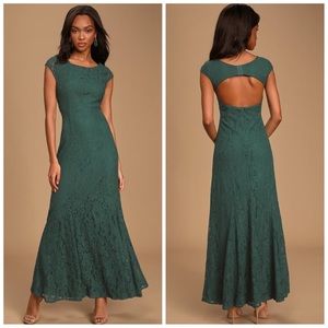 NWT Lulus Cascading Dream Green Lace Maxi Dress XL